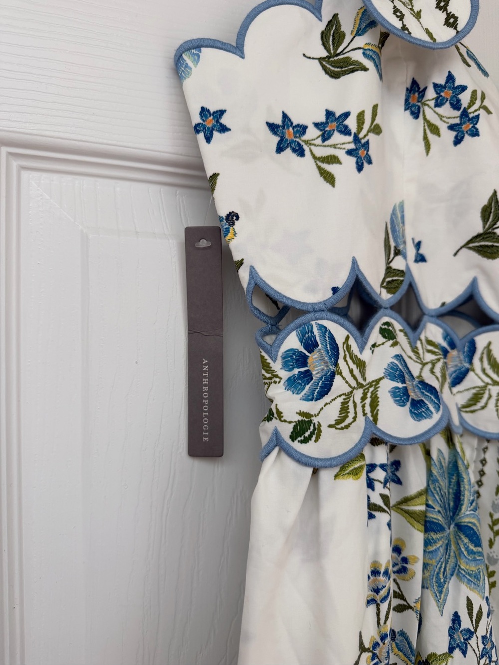 FARM Rio White Maxi Dress with Blue & Green Floral Embroidery - Picture 2 of 6